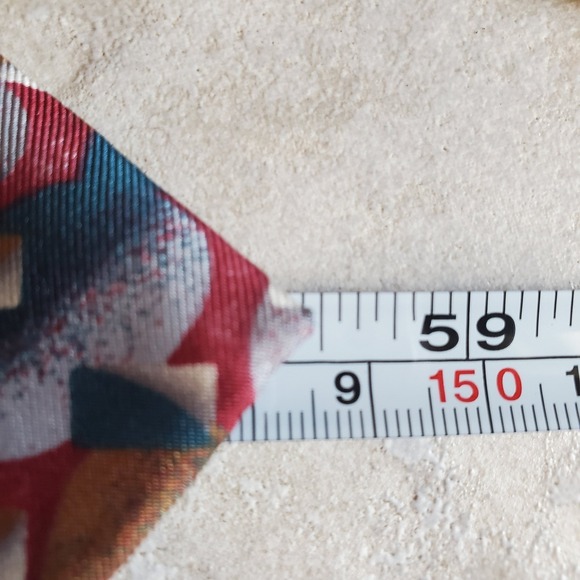 Vintage Christian Dior Monsieur Neck Tie Silk Red Abstract Length 57" Width 3.5" - Picture 6 of 6